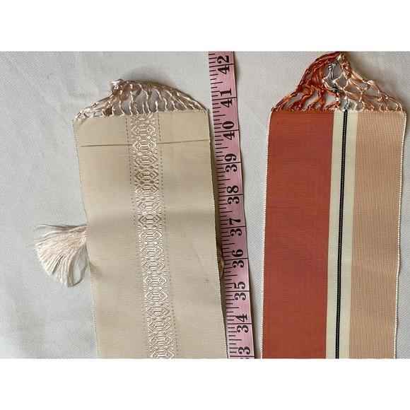 Vintage Japanese Obi Tie Waist Fabric Belt Peach Orange Stripes 40 Inches Spring - Picture 11 of 13